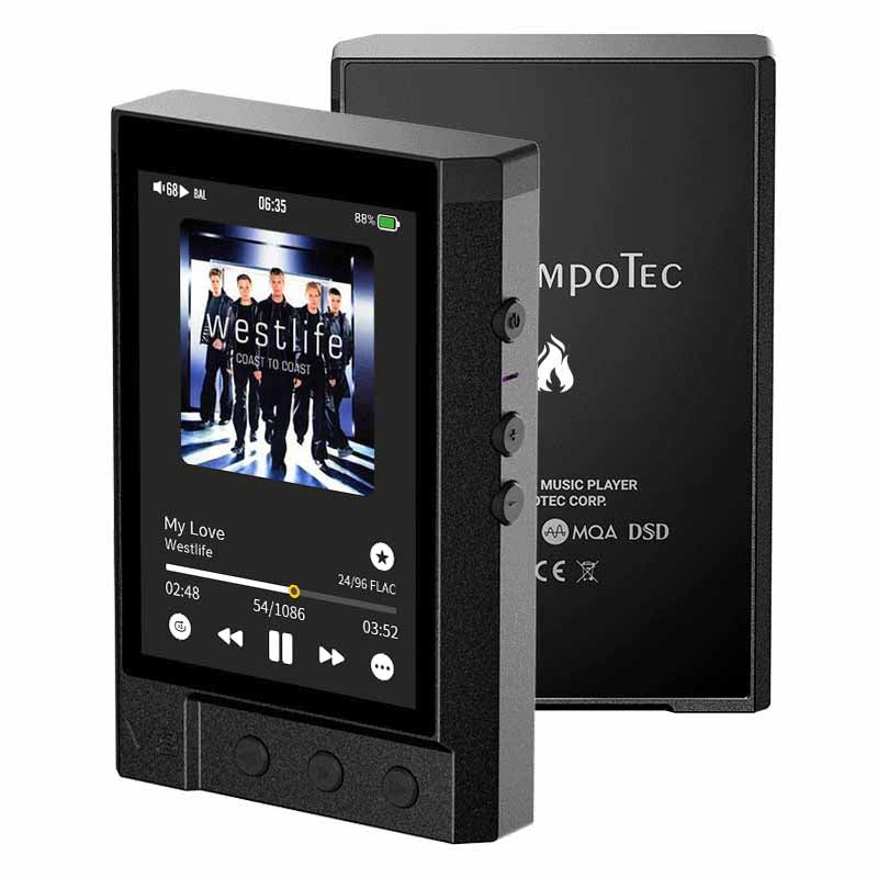 TempoTec V3 Blaze - Portable DAP+Protective Case, HIFI Music Player, Digital Audio Player, MP3 Player. Dual AK4493SEQ DAC chip, 2.4GHz WiFi,Two-Way Bluetooth 5.1, supports DSD512, MQA 16X full decoding, TIDAL, Qobuz